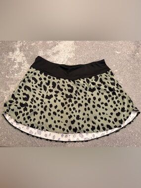 Nicole Miller Sport Olive Green and Black Leopard Skater Skirt
